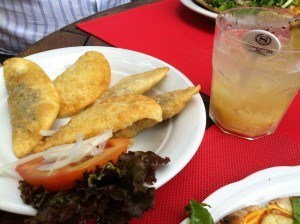 Pasteis de Queijo e Carne - Cheese or Meat Pastries.. with a side of Caipirinha
