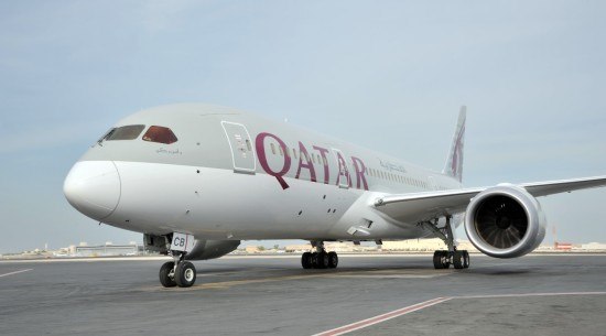 The new Qatar Airways Boeing 787 Dreamliner.