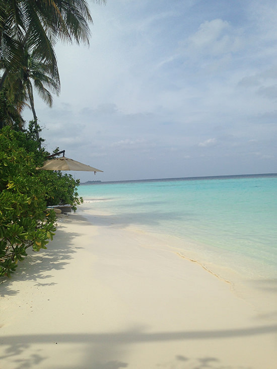 Blue goes well with white sand. And green. At Constance Halaveli