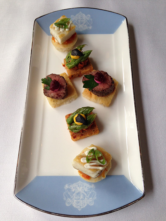 Delicate and delicious canapés, which were matched to the Laurent Perrier champagne served on board the British Pullman.