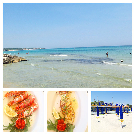 The stunning beach and our fantastic lunch at Bagni Lucia - gamberoni and calamari... si, per favore!