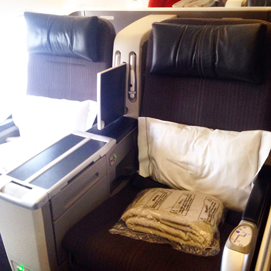 Fully reclinable (180 degrees) seats, which were roomier than normal Club World seats.