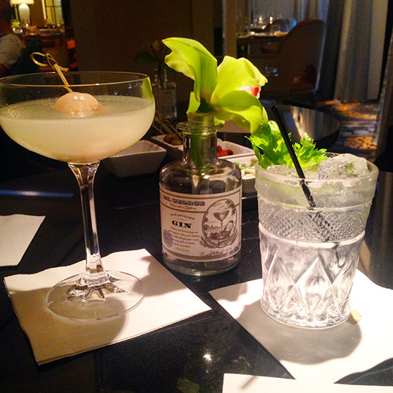 A lychee martini for me, and a local small batch gin for Mr. O