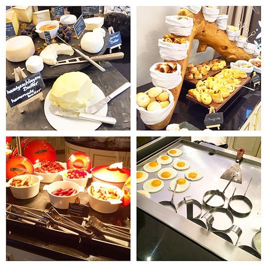 The breakfast at the Kempinski St Moritz