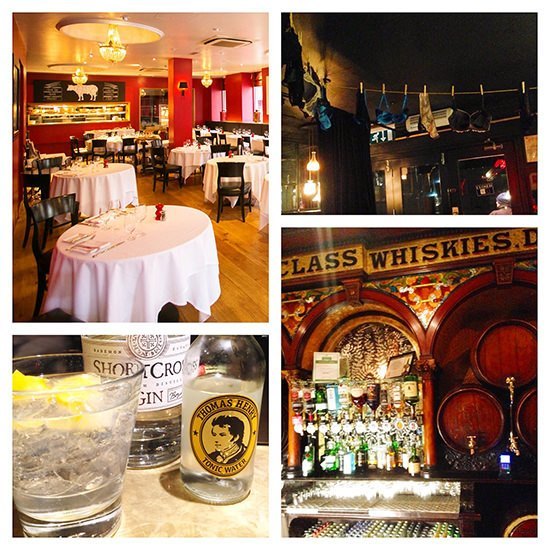 A night out in Belfast with dinner at the Meat Locker, followed by drinks at The Crown and Muriel's bar where we tried Shortcross Gin with orange ice cubes. Delicious.