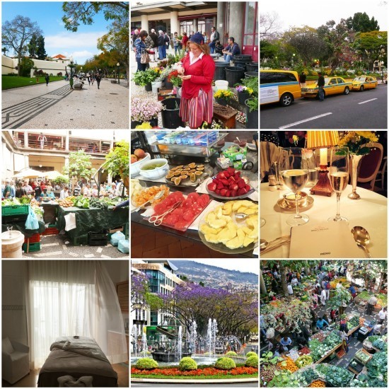 Some moments from our day, including the champagne dinner we had later that day at the hotel, the spa and the market.