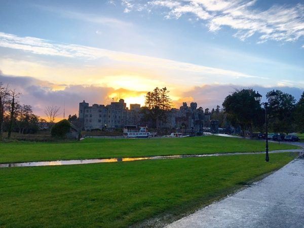ashford castle luxury hotel ireland arrival sunset