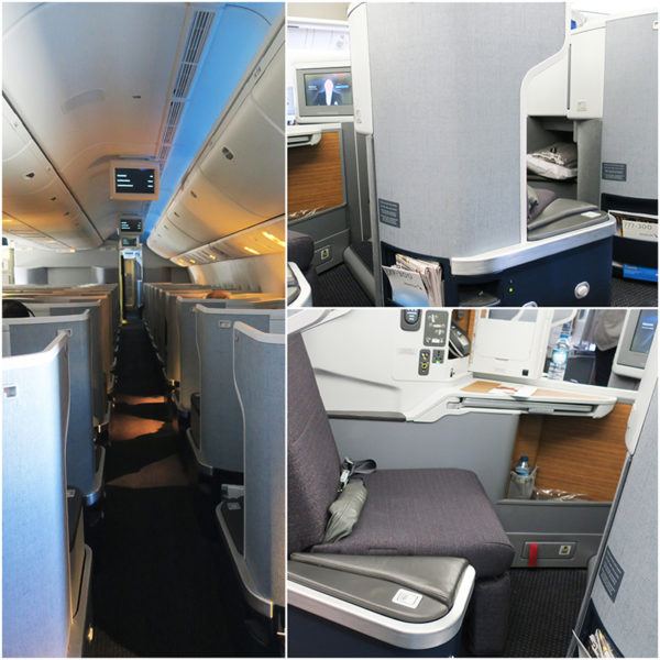 AA American airlines business class seat review 777-300 cabin flight review american airlines business class london to miami B777-300 cabin 3