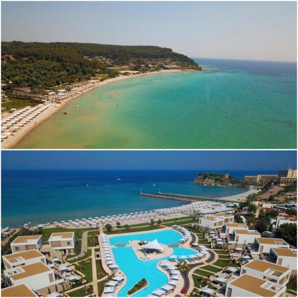 sani dunes luxury beach hotel resort halkidiki greece sovereign luxury travel drone photo of resort