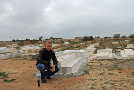 Tom Chesshyre by the grave of Mohammed Bouazizi