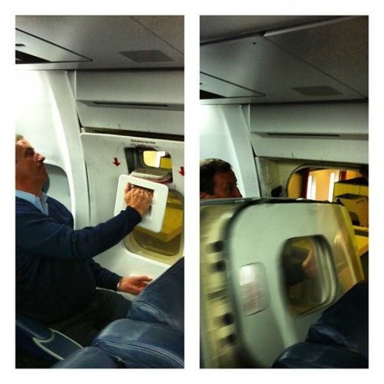Mr. O having a go at an emergency exit